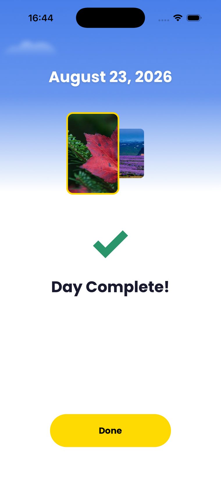 The day complete screen in Life Tabs